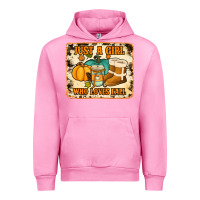 Fuchsia Pink just a girl who loves fall cowhide background Urban Hoodie - Jasminsmagicworld