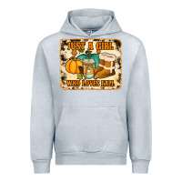 Heather Grey just a girl who loves fall cowhide background Urban Hoodie - Jasminsmagicworld