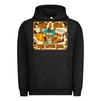 Pigment Black just a girl who loves fall cowhide background Urban Hoodie - Jasminsmagicworld