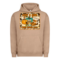 Pigment Burro just a girl who loves fall cowhide background Urban Hoodie - Jasminsmagicworld