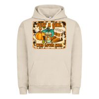 Pigment French Oak just a girl who loves fall cowhide background Urban Hoodie - Jasminsmagicworld