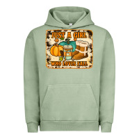 Pigment Oil Green just a girl who loves fall cowhide background Urban Hoodie - Jasminsmagicworld