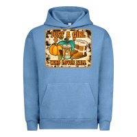 Pigment Pebble Blue just a girl who loves fall cowhide background Urban Hoodie - Jasminsmagicworld