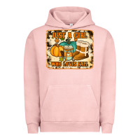 Pigment Salmon just a girl who loves fall cowhide background Urban Hoodie - Jasminsmagicworld