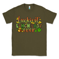 Army Green St. Patrick's Luckiest lunch lady ever Classic Tee - OliviaCreatesArt