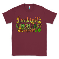 Burgundy St. Patrick's Luckiest lunch lady ever Classic Tee - OliviaCreatesArt