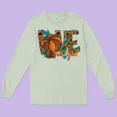 Love Fall Y'all Long Sleeve Tee Designed By Cowhidedigitalart