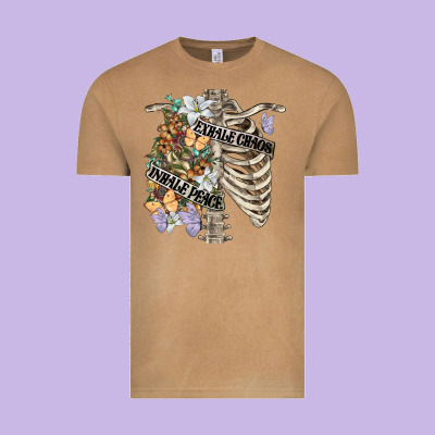 Inhale Peace Exhale Chaos Chest Vintage Tee Designed By Fadigitalartstudio