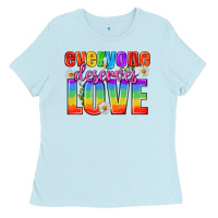 Baby Blue Everyone Deserves Love Pride Lgbtq Ladies Tee - BundleAndBundleShop