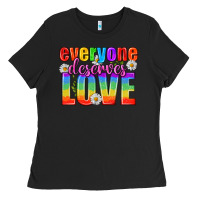 Black Everyone Deserves Love Pride Lgbtq Ladies Tee - BundleAndBundleShop