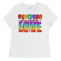White Everyone Deserves Love Pride Lgbtq Ladies Tee - BundleAndBundleShop