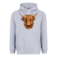 Heather Grey long haired cow Heavyweight Hoodie - Jasminsmagicworld