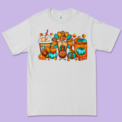 Thanksgiving Coffee Cups Premium Tee Designed By Fadigitalartstudio