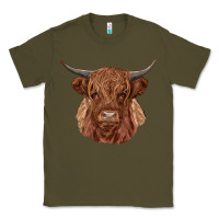 Army Green highland cow Classic Tee - RanaPortraitStore