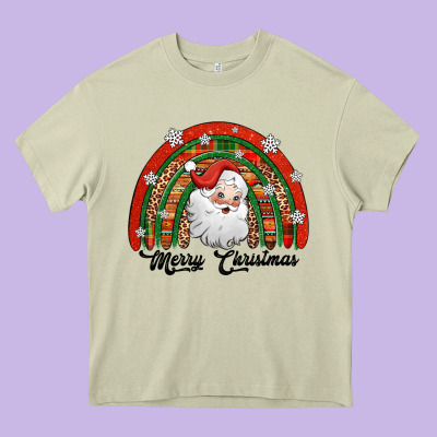 Merry Christmas Santa Rainbow Heavy Core Tee Designed By Jasminsmagicworld
