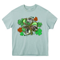 Arona St. Patrick's Day shamrock leopard and cowhide Heavy Core Tee - CowGirlArtShop