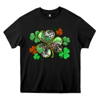 Black St. Patrick's Day shamrock leopard and cowhide Heavy Core Tee - CowGirlArtShop