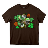 Chocolate Brown St. Patrick's Day shamrock leopard and cowhide Heavy Core Tee - CowGirlArtShop