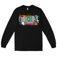 Black Precschool Teacher Long Sleeve Tee - CowhideDigitalArt