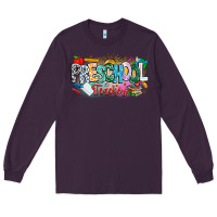 Plum Precschool Teacher Long Sleeve Tee - CowhideDigitalArt