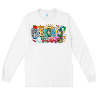White Precschool Teacher Long Sleeve Tee - CowhideDigitalArt