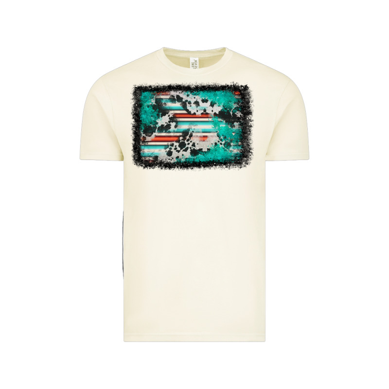 Western Serape Cowhide Turquoise Glitter Vintage Tee by FaDigitalArtStudio | Teevron