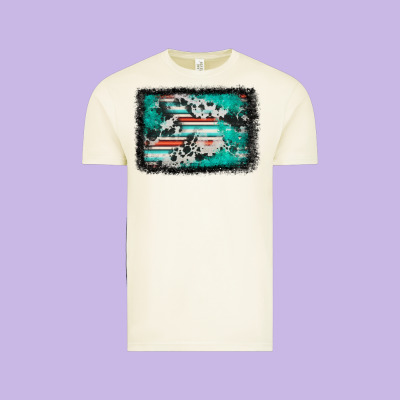Western Serape Cowhide Turquoise Glitter Vintage Tee Designed By Fadigitalartstudio