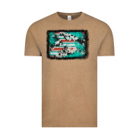 Vintage Coffee western serape cowhide turquoise glitter Vintage Tee - FaDigitalArtStudio