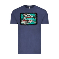 Vintage Denim western serape cowhide turquoise glitter Vintage Tee - FaDigitalArtStudio