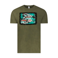 Vintage Olive western serape cowhide turquoise glitter Vintage Tee - FaDigitalArtStudio