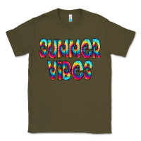 Army Green summer vibes tie dye doodle Classic Tee - CowCowDesign