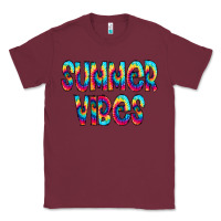 Burgundy summer vibes tie dye doodle Classic Tee - CowCowDesign