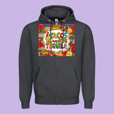 Tacos And Tequila Zipper Hoodie Designed By Ranaportraitstore
