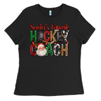 Black Santa's Favorite Hockey Coach For Christmas Ladies Tee - FaDigitalArtStudio