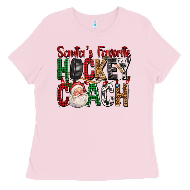 Santa's Favorite Hockey Coach For Christmas Ladies Tee by FaDigitalArtStudio | Teevron