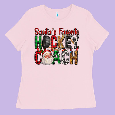 Santa's Favorite Hockey Coach For Christmas Ladies Tee Designed By Fadigitalartstudio