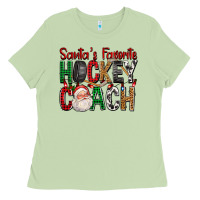 Matcha Santa's Favorite Hockey Coach For Christmas Ladies Tee - FaDigitalArtStudio