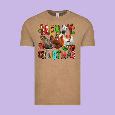 Merry Christmas Chickens Vintage Tee Designed By Fadigitalartstudio