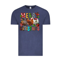 Vintage Denim Merry christmas chickens Vintage Tee - FaDigitalArtStudio