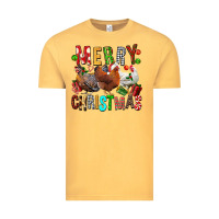 Vintage Mustard Merry christmas chickens Vintage Tee - FaDigitalArtStudio