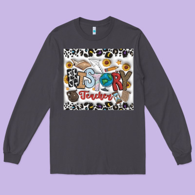 Histtory Teacher Long Sleeve Tee Designed By Cowhidedigitalart