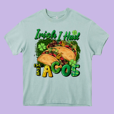 Irish I Had Tacos Heavy Core Tee Designed By Cowgirlartshop