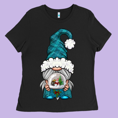 Winter Gnome With Snow Globe Ladies Tee Designed By Bundleandbundleshop