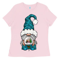 Bubblegum Pink winter gnome with snow globe Ladies Tee - BundleAndBundleShop