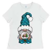 White winter gnome with snow globe Ladies Tee - BundleAndBundleShop