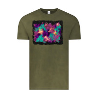 Vintage Olive halloween trees and turquoise glitter background Vintage Tee - BundleAndBundleShop