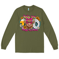 Army Green Holy Cow 100 Days Of School Long Sleeve Tee - CowhideDigitalArt