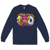 Navy Holy Cow 100 Days Of School Long Sleeve Tee - CowhideDigitalArt