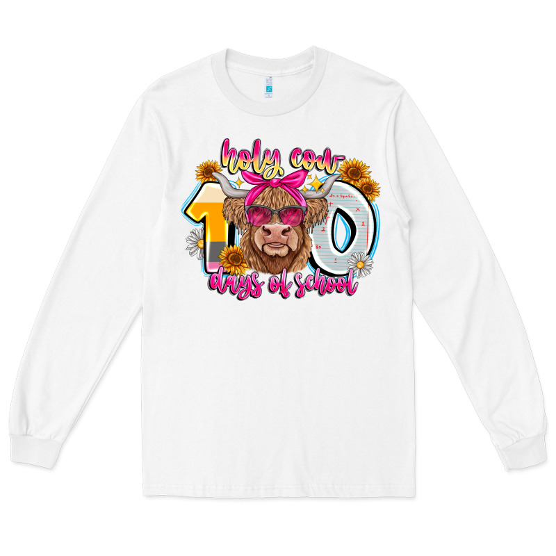 Holy Cow 100 Days Of School Long Sleeve Tee by CowhideDigitalArt | Teevron