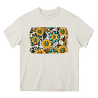 Cream gemstone sunflower cowhide background Heavy Core Tee - Jasminsmagicworld